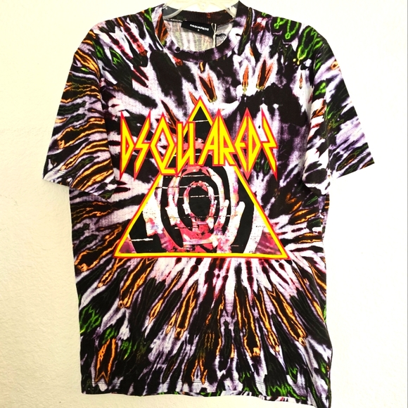 DSQUARED2 Tops - Dsquared2 Tie Dye Jersey Cotton T-Shirt Size S Small Black Multicolor